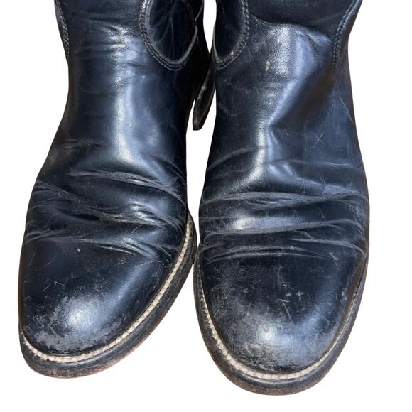 Vintage Justin Roper Style Cowboy Cowgirl Western Boots Diamond J Black Size 6 - Picture 6 of 6